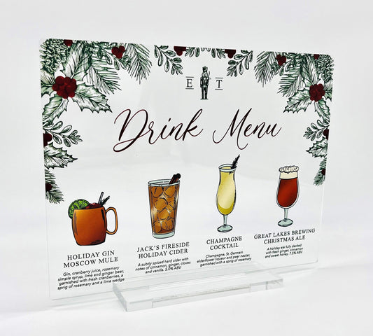 Hand Illustrated Acrylic Bar Menus