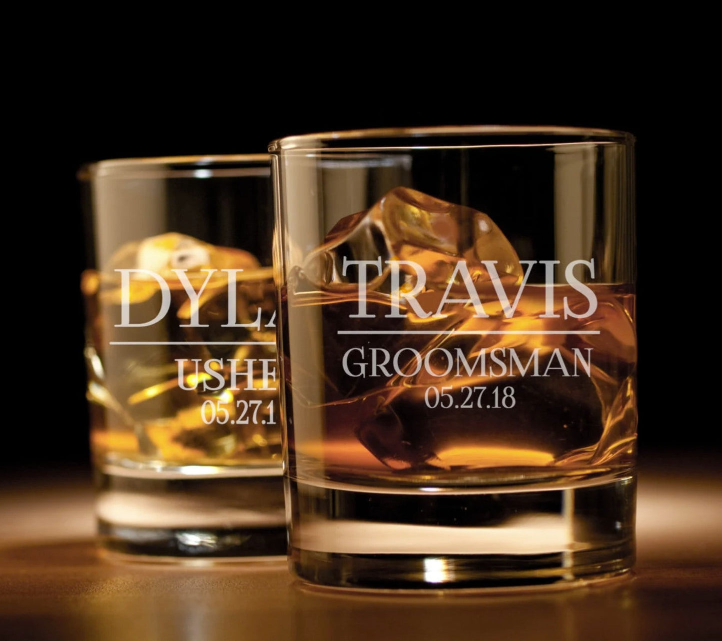 Engraved Whiskey / Rocks / Low Ball Glass