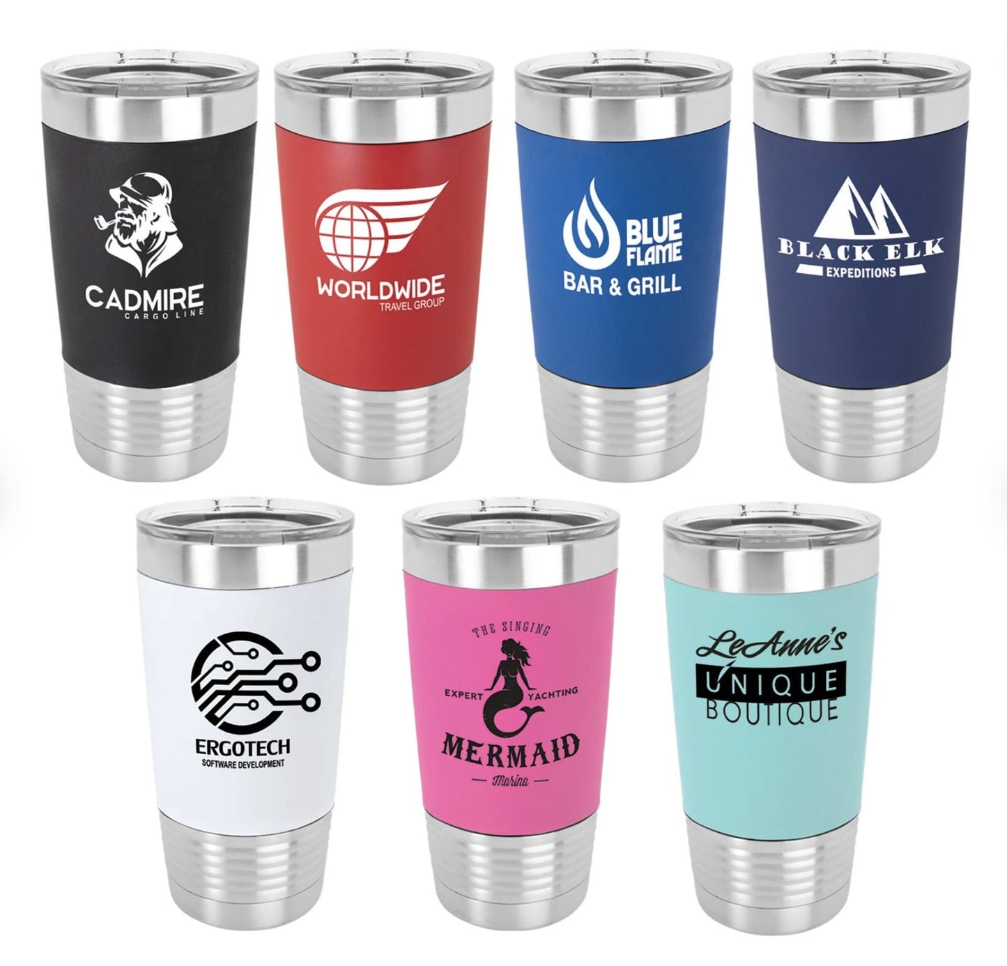 20 oz. Engraved Tumblers with Silicone Grip and Clear Lid