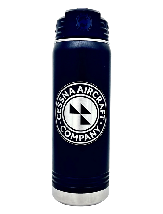 20oz Double-Walled Cessna Water Bottles: Logo, Tail Number & Home Airport