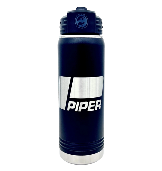 20oz Double-Walled Piper Water Bottles: Logo, Tail Number & Home Airport